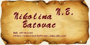 Nikolina Batovac vizit kartica